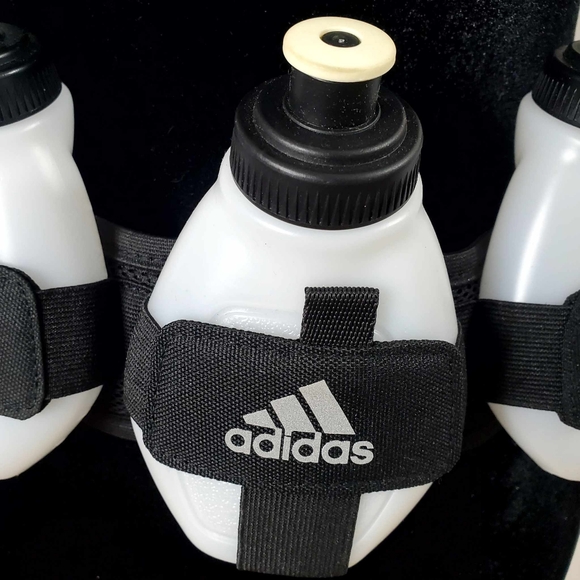 Adidas 3-Flask Hydration Running Belt with Front Zippered Pouch - Black - Picture 2 of 12